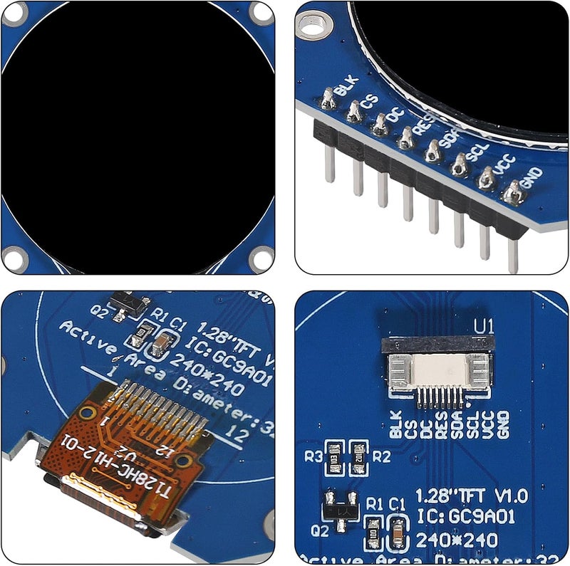XIITIA 3pcs DC 3.3V 1.28 Inch TFT LCD Display Module Round RGB 240 * 240 GC9A01 Driver 4 Wire SPI Interface 240x240 Resolution Adapter PCB for Arduino - Image 4